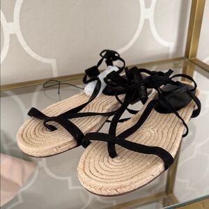 Banana Republic Black and Tan Strappy Sandals